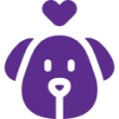 Purple dog icon with heart symbol