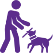 Person playing fetch with dog icon